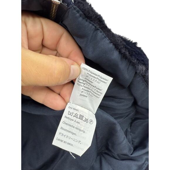 J. Crew Vest Womens Size Small Navy Blue Faux Fur Cozy Full Zip Collar K2216 - Picture 5 of 7